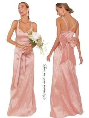 Show Me Your Mumu Charlotte Bow Back Maxi Dress Pink Taffeta S